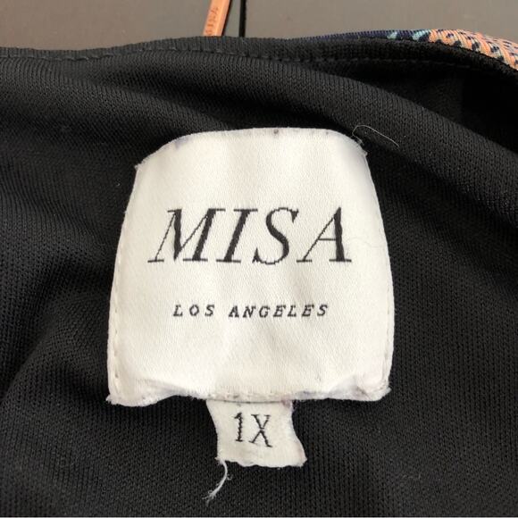 MISA Los Angeles navy blue geometric graphic print shift dress size 1X - Picture 12 of 15